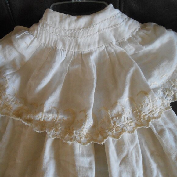 ANTIQUE HANDMADE BABY UNISEX LINEN CHRISTENING DRESS VICTORIAN STYLE CREAM RARE - Picture 9 of 9